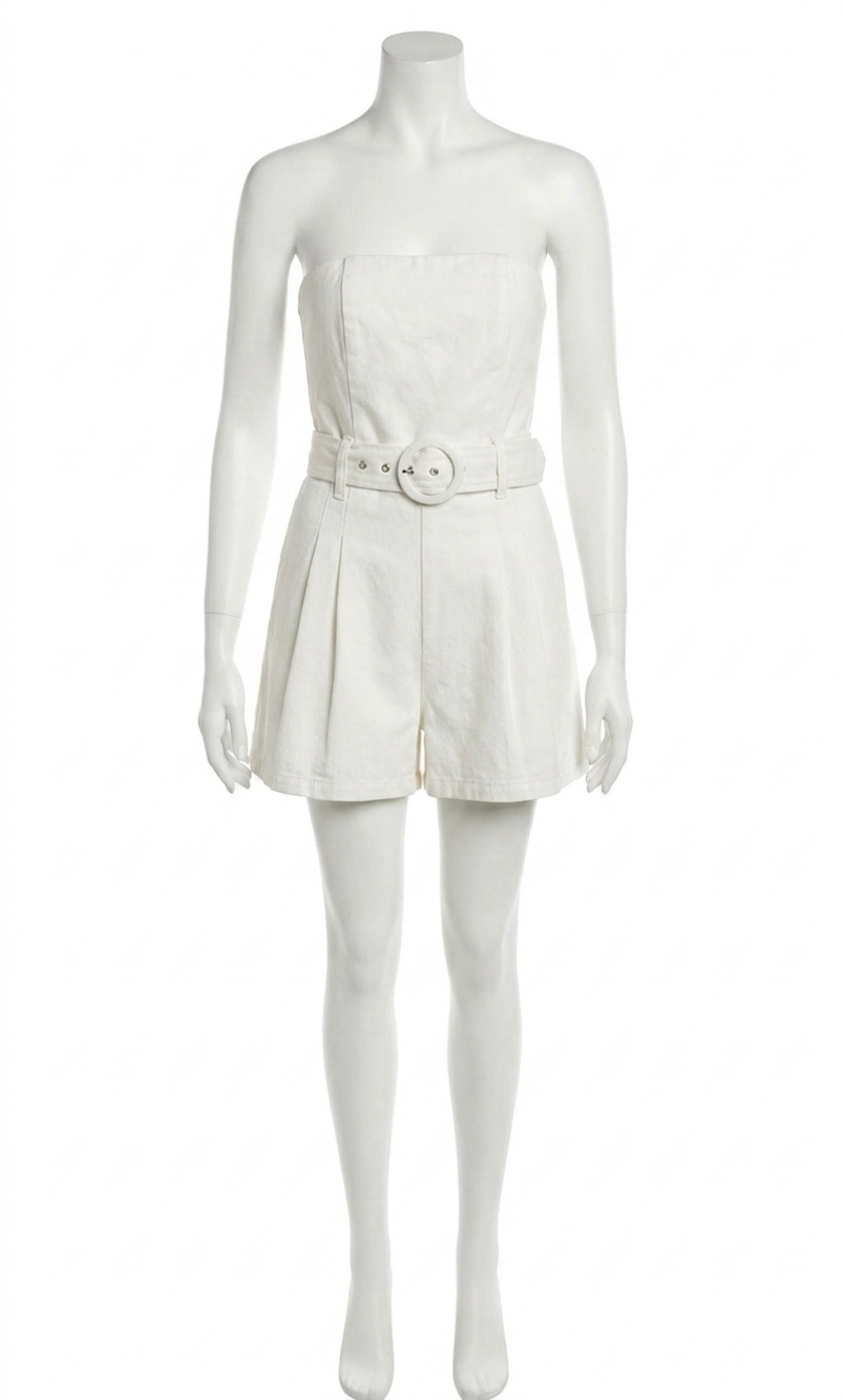NEW OLIVACEOUS stella strapless romper in white